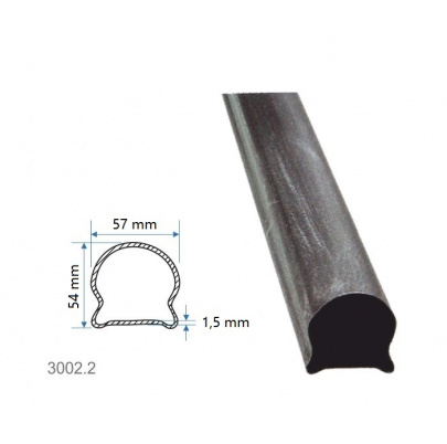 Madlová tyč dutá 57x54x1,5mm, hladká, 3000mm, cena za KUS