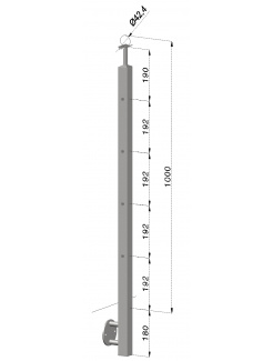 Nerezový stĺp, bočné kotvenie, 4-dierový koncový, ľavý