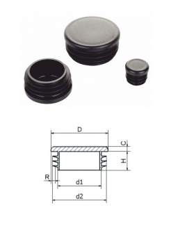 Vnútorná krytka guľatá D-12mm plastová