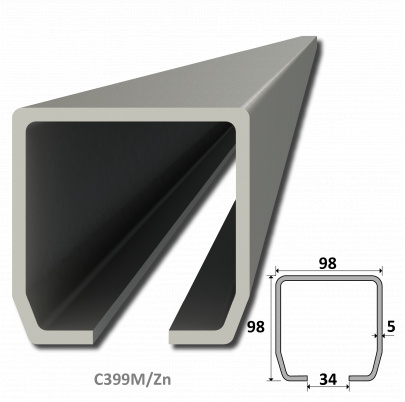 C profil 98x98x5mm, dĺžka 6m