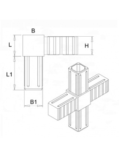 Plastová spojka - kríž do profilu 25x25x2mm