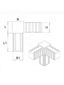 Plastová spojka - 3-nohý kus do profilu 25x25x2mm