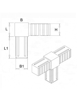 Plastová spojka - T-kus do profilu 20x20x1.5mm