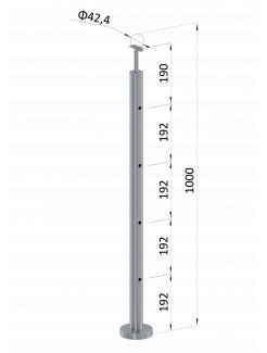 Nerezový stĺp, vrchné kotvenie, 4-dierový, koncový