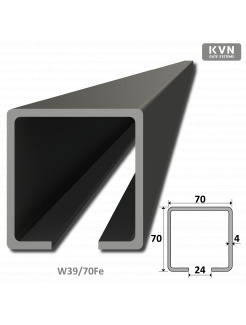 C profil 70x70x4mm čierny Fe, dĺžka 6m