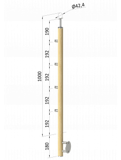 Drevený stĺp, bočné kotvenie, 4-radový, priechodný, vonkajší