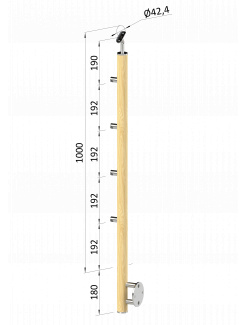 Drevený stĺp, bočné kotvenie, 4-radový, priechodný, vonkajší