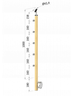 Drevený stĺp, bočné kotvenie, 5 radový, priechodný, vonkajší