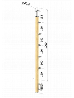 Drevený stĺp, bočné kotvenie, 5-radový, priechodný, vnútorný