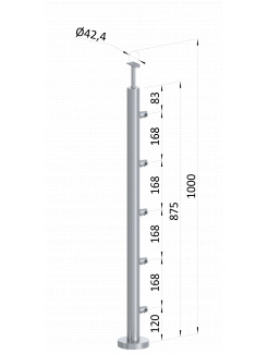 Nerezový stĺp, vrchné kotvenie, 5-radový priechodný