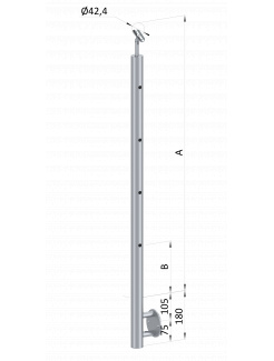 Nerezový stĺp, bočné kotvenie, 4-dierový koncový, pravý