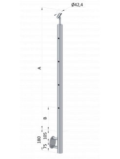 Nerezový stĺp, bočné kotvenie, 4-dierový koncový, ľavý