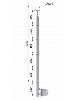 Nerezový stĺp, bočné kotvenie rohové, 4-dierový, rohový:90°