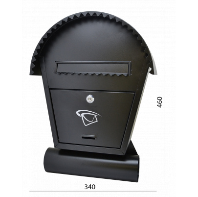 DOPREDAJ! Schránka poštová 340x460x75mm, čierna matná, max. formát listu: B6, tunel na noviny ø70 mm