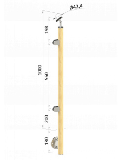 Drevený stĺp, bočné kotvenie, výplň: sklo, ľavý