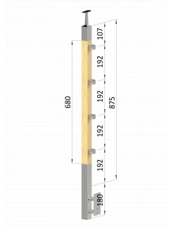 Drevený stĺp, bočné kotvenie, 4-radový, priechodný, vnútorný