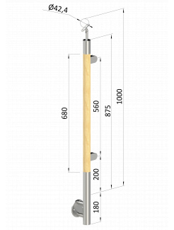 Drevený stĺp, bočné kotvenie, výplň: sklo, pravý