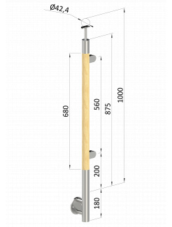 Drevený stĺp, bočné kotvenie, výplň: sklo, pravý