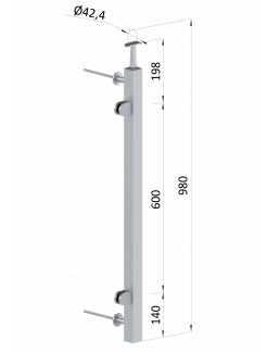 Nerezový stĺp fr. balkón, bočné kotvenie, výplň: sklo, ľavý