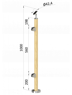 Drevený stĺp, vrchné kotvenie, výplň: sklo, ľavý