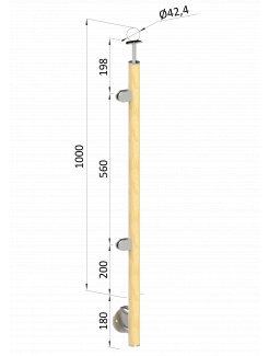 Drevený stĺp, bočné kotvenie, výplň: sklo, ľavý