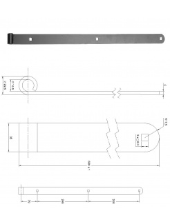 Kovanie pásové 600x35x4mm, pre čap  14mm, povrch čierny lak