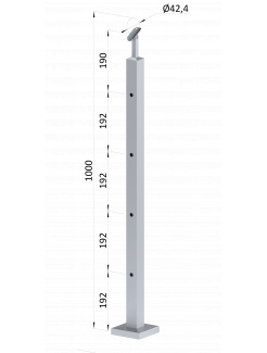 Nerezový stĺp, vrchné kotvenie, 4-dierový priechodný
