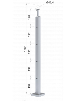 Nerezový stĺp, vrchné kotvenie, 4-dierový koncový