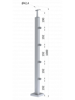 Nerezový stĺp, vrchné kotvenie, 4-radový priechodný