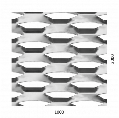 DOPREDAJ! Ťahokov Al, kosoštvorcové oko: 100x34mm, mostík: 15mm (1000x2000x2mm), orientácia oka: rozmer oka 100mm je rovnobežná s rozmerom tabule 1000mm