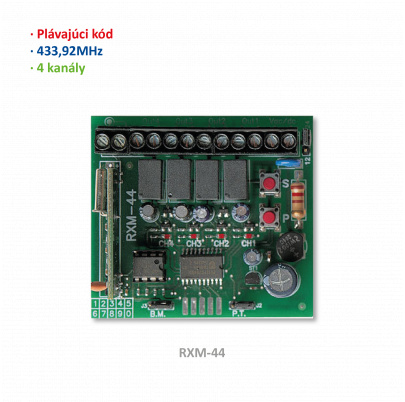 Prijímač 4-kanálový, plavajúci kód, pamäť 220 kódov