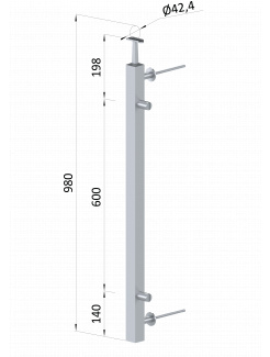 Nerezový stĺp fr. balkón, bočné kotvenie, výplň: plech, pravý