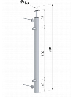 Nerezový stĺp fr. balkón, bočné kotvenie, výplň: plech, ľavý