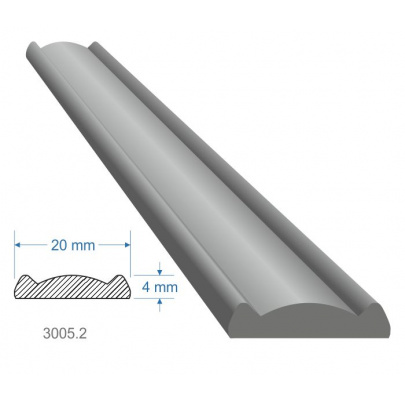 Pásovina plochá 20x4x3000mm s oblúčikom, mäkká, cena za KUS