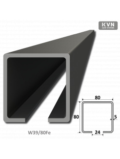 C profil 80x80x5mm čierny Fe, dĺžka 3m