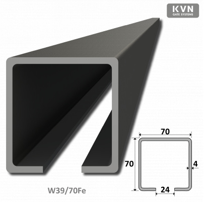 C profil 70x70x4mm čierny Fe, dĺžka 3m