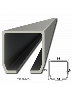 C profil 98x98x5mm, dĺžka 3m