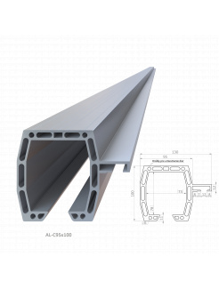 C profil 95x100mm, materiál EN AW-6060 T66, prírodný hliník bez povrchovej úpravy, cena za kus