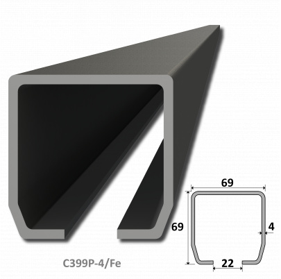 C profil PICOLLO (69x69x4mm) čierny, dĺžka 4m