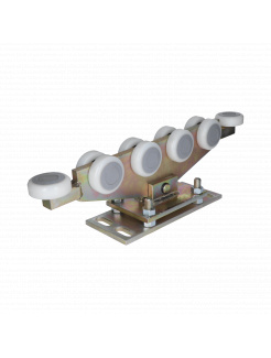 Vozík regulovateľný pre C-profil 80x80x5mm, polyamidové kolieska 10ks, žltý zinok, pre bránu do 800kg otvor 6-10m, tichý chod