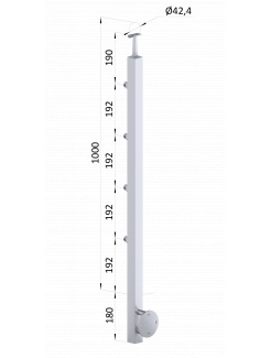 Nerezový stĺp, bočné kotvenie, 4-radový priechodný, vonkajší