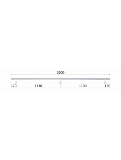 Madlo 2500mm /leštená nerez /AISI304, set:3ks úchyt, madlo ø 42.4mm s ukončením