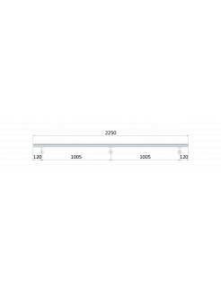 Madlo 2250mm /leštená nerez /AISI304, set:3ks úchyt, madlo ø 42.4mm s ukončením