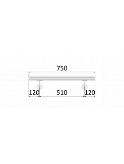 Madlo 750mm /leštená nerez /AISI304, set:2ks úchyt, madlo ø 42.4mm s ukončením