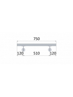 Madlo 750mm /brúsená nerez K320 /AISI316   set: 2ks úchyt, madlo ø 42.4mm s ukončením