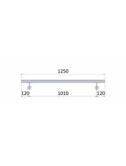 Madlo 1250mm (set:2ks úchyt, madlo ø 42.4mm s ukončením), brúsená nerez K320 /AISI304