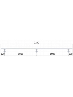 Madlo 2250mm (set:3ks úchyt, madlo ø 42.4mm s ukončením), brúsená nerez K320 /AISI304