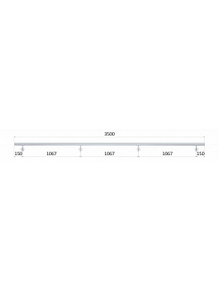 Madlo 3500mm (set:4ks úchyt, madlo ø 42.4mm s ukončením), brúsená nerez K320 /AISI304