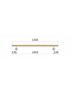 Madlo drevené (1250mm), materiál: buk, brúsený povrch bez náteru, set: 2 ks úchyt, madlo s ukončením