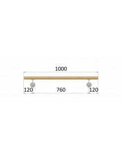 Madlo drevené (1000mm), materiál: buk, brúsený povrch bez náteru, set: 2 ks úchyt, madlo s ukončením